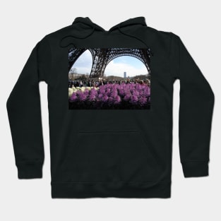 Paris Eiffel Tower Base with Flowers Hoodie